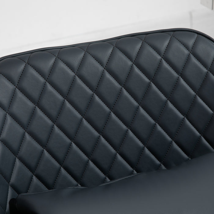 Ergonomic PU Leather Desk Chair with Massaging Lumbar Support - Wheeled Executive Chair with Rechargeable Electric Vibration Massage Pillow in Blue - Comfort for Long Hours at Office Work