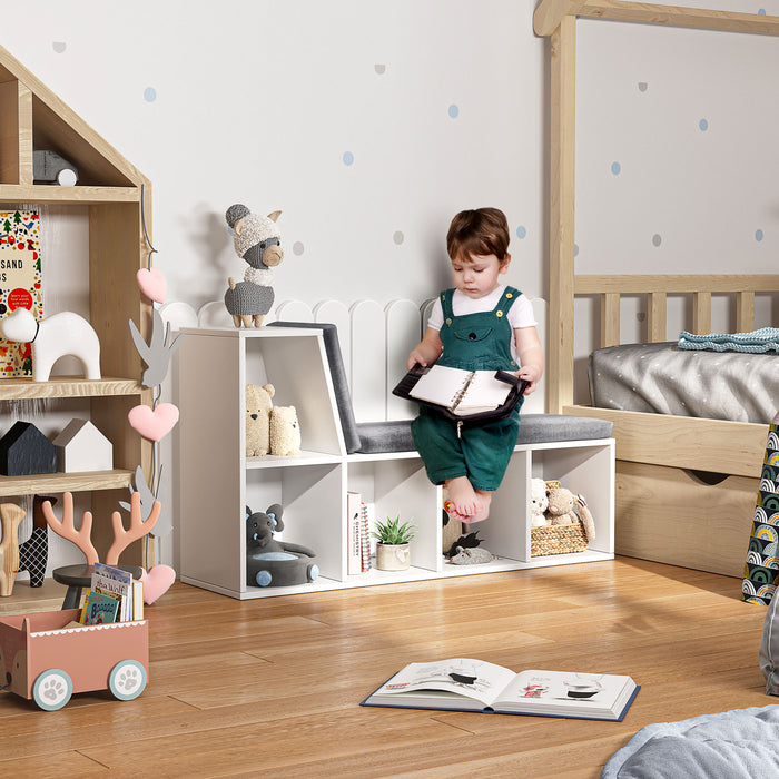 Cushioned Reading Nook Bookcase - Multipurpose Storage Shelf with Cozy Seat - Ideal for Study or Living Room Organization