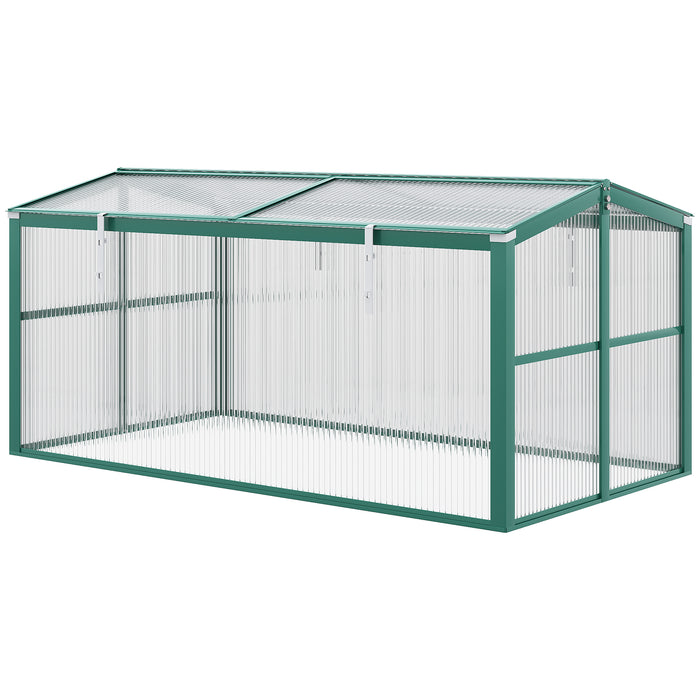Aluminium & Polycarbonate Cold Frame Greenhouse - Adjustable Top for Optimal Plant Growth, Robust 130x70x61cm Structure - Ideal for Cultivating Flowers & Vegetables