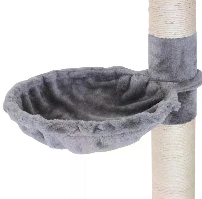 Cat's Empire Adjustable High-Rise Scratching Post - 5-Level Plush Platforms for Feline Fun, Grey - Ideal for Indoor Cats' Exercise and Entertainment