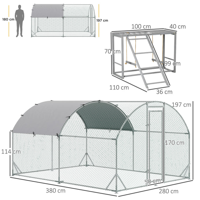 Outdoor Walk-In Chicken Coop - Secure Enclosure with Activity Shelf and Weatherproof Cover - Ideal for Safe Poultry Exercise and Habitat