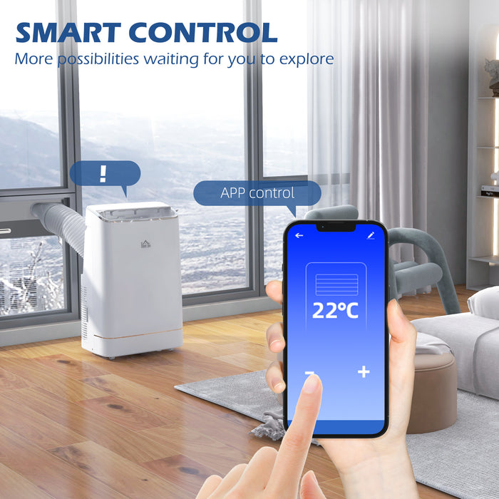 14,000 BTU Portable Air Conditioner - Smart WiFi, Dehumidifier, Fan Function & 24H Timer with Window Kit for 35m² Rooms - Ideal for Home Climate Control