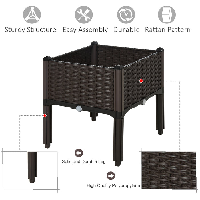 Elevated Garden Planter Box - Durable PP Patio Raised Bed for Flowers and Vegetables - Ideal for Outdoor Container Gardening