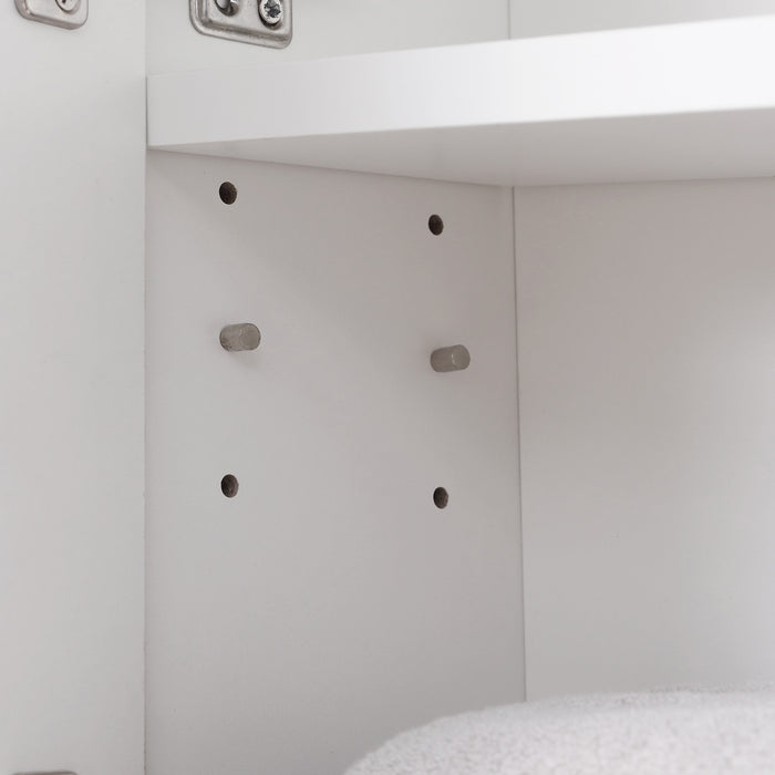 Wall-Mounted Bathroom Mirror Cabinet - Double Door Storage with Adjustable Shelf, 54 x 15 x 55cm, White - Ideal for Bathroom Organization and Space Saving