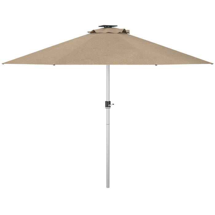 LED Illuminated Patio Umbrella - Solar & USB Powered with 4 Lighting Modes for Outdoor Ambiance - Ideal for Deck, Garden, and Nighttime Gatherings