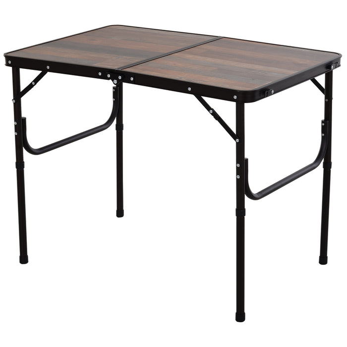 Height Adjustable 3ft Folding Table - Durable MDF Construction for Outdoor Activities - Perfect for Camping and Tailgating Events