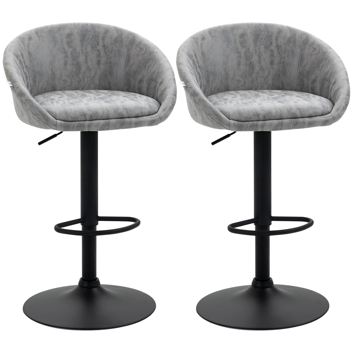 Adjustable Swivel Bar Stools with PU Leather - Set of 2, Armrests, Footrest, and Back Support for Kitchen Counter - Comfortable Light Grey Seating for Breakfast Area