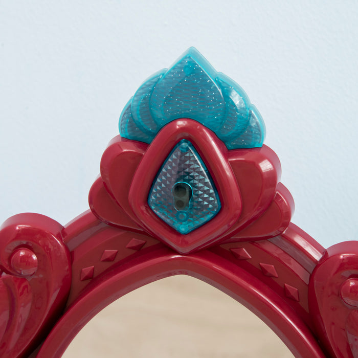 Magic Princess Mirror Dressing Table Playset - 31 PCS Musical Vanity with Light-Up Beauty Mirror and Accessories - Ideal for Kids Ages 3-6, Blue and Pink Pretend Play Toy