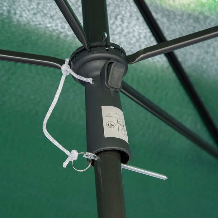 Rectangular Aluminium Patio Sun Umbrella - 2M x 1.25M with Tilt Feature, Green - Ideal for Garden Shade and UV Protection