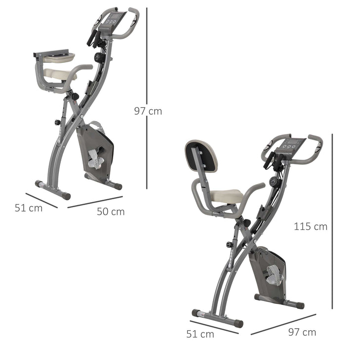 Foldable 2-in-1 Exercise Bike - Recumbent & Stationary with 8-Level Magnetic Resistance, Pulse Sensor, LCD Display - Ideal for Home Cardio and Fitness Training