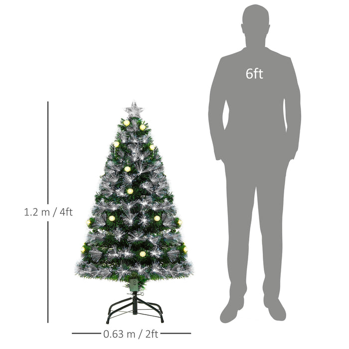 HOMCM 4ft Pre-Lit Christmas Tree - 130 LED Lights with Star Topper and Sturdy Tri-Base - Full-Bodied White Artificial Seasonal Home Decor for Festive Celebrations