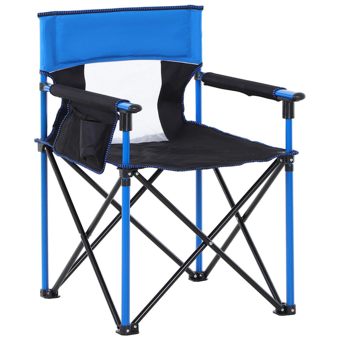 Heavy-Duty Sponge-Cushioned Folding Camp Chair with Storage Pockets - Durable Metal Frame, Outdoor Seating - Ideal for Campers, Tailgating, and Outdoor Events