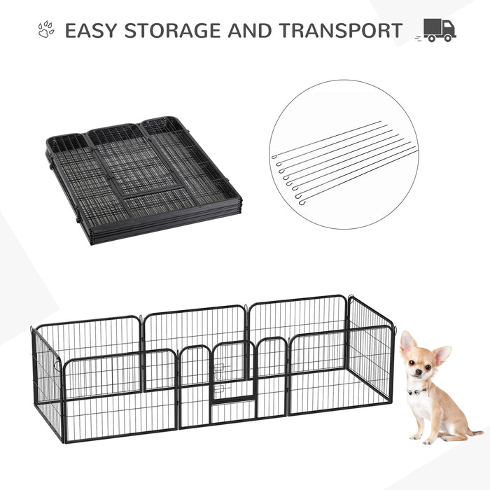 Heavy Duty Metal Playpen for Dogs, Puppies & Small Animals - Rabbit & Pig Hutch with Foldable Design, Black, 80x60cm - Secure Pet Play Area & Exercise Pen