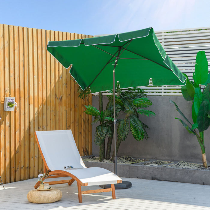 Rectangular Aluminium Patio Sun Umbrella - 2M x 1.25M with Tilt Feature, Green - Ideal for Garden Shade and UV Protection