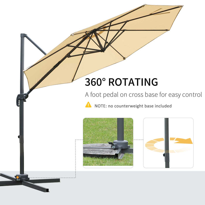3(m) Patio Offset Parasol - Roma Umbrella with 360° Cantilever Rotation and Cross Base for Versatile Hanging Sun Shade - Ideal Shelter for Outdoor Leisure Spaces