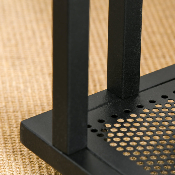 Mobile Sofa Side Table with Rolling Casters - End Coffee Table and Laptop Stand with Storage - Versatile Metal Frame Wooden Trolley for Living Room Convenience