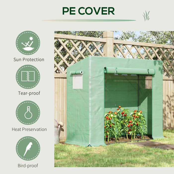 GardenPro Greenhouse - PE Cover with Roll-Up Windows and Zippered Door for Climate Control - Ideal for Fruits, Veggies, and Plant Protection (198x77x149-168cm)