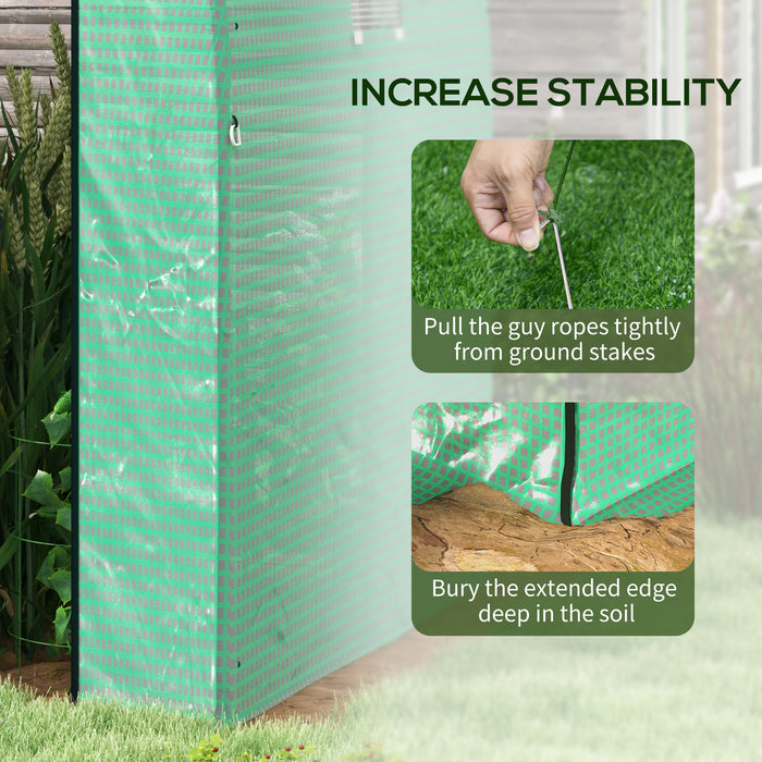 Walk-in Polytunnel Greenhouse with UV-Resistant PE Cover - 1.8 x 1.8 x 2m with Ventilated Doors and Mesh Windows - Ideal for Year-Round Gardening