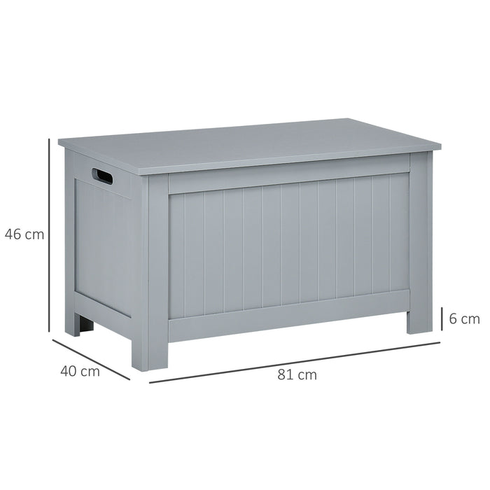 Toy Chest with Safety Hinges - Spacious Grey Storage Box Organizer with Lid for Kids - Secure, Clutter-Free Playroom Solution