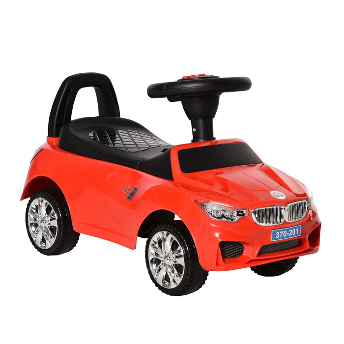 Toddler Ride-On Slider Car - Interactive Walker with Music, Horn, and Working Lights - Foot-to-Floor Vehicle with Hidden Storage for Kids