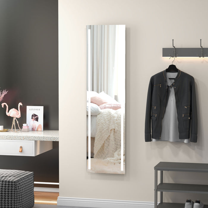 LED-Lit Standing Dressing Mirror - Bedroom Wall Mirror with Dimmable & 3-Color Lighting Options - Ideal for Fashion Enthusiasts & Space-Saving Design