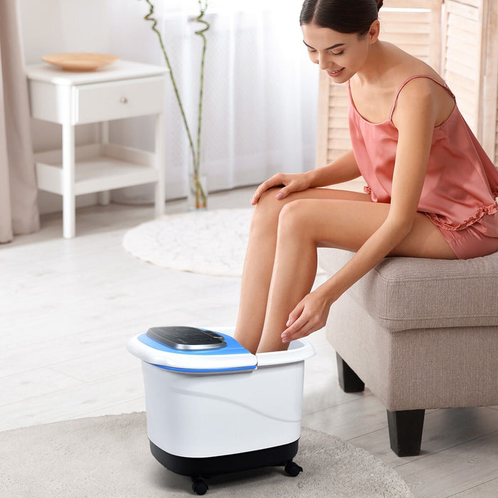 Portable Electric Massager - Foot Massage Device with Heating Function and Timer, Blue - Ideal for Relaxation and Stress Relief