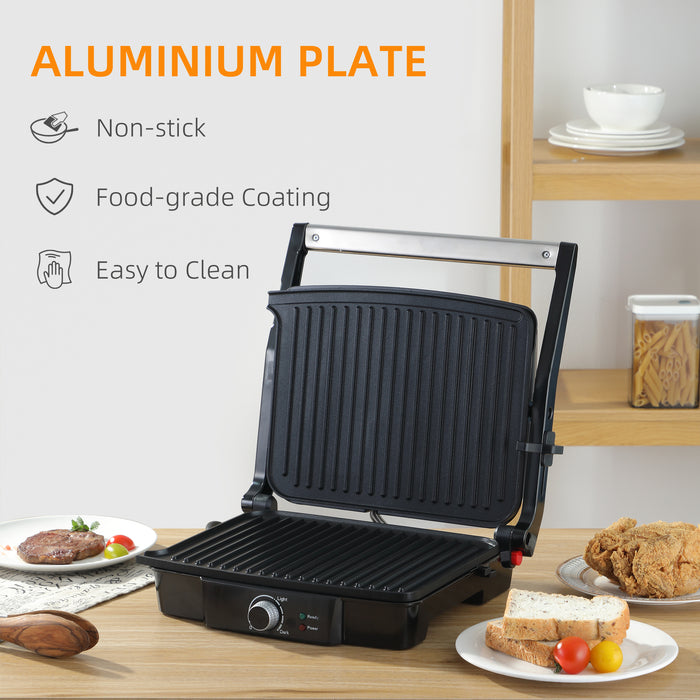 4 Slice Health Grill and Panini Press - 2000W Electric Non-stick Surface with 180° Opening & Drip Tray - Adjustable Temperature for Perfect Grilling and Toasties