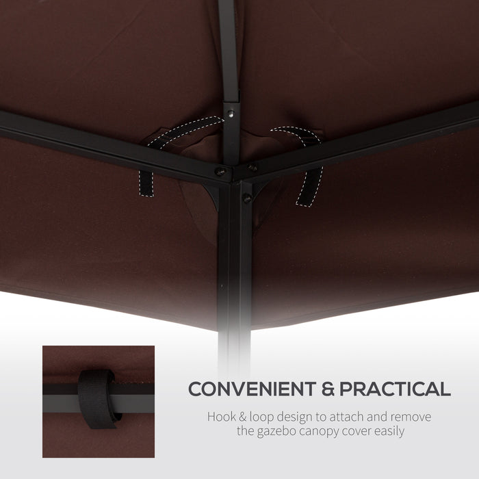 Gazebo Canopy Replacement Top 3x3m - Weather-Resistant Coffee Spare Cover - Ideal for Outdoor Shelter and Patio Enhancement