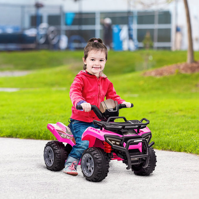 Pink 6V Battery-Powered ATV Ride-On for Toddlers - Four Wheeler with Real Working Headlights, Motorcycle Design - Fun Outdoor Play for Ages 18-36 Months Kids