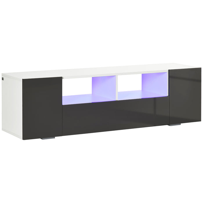 Contemporary Entertainment Center - 60" TV Stand with LED Lighting and Ample Storage, 137x35x42cm - Ideal for Organized Media Rooms and Living Spaces