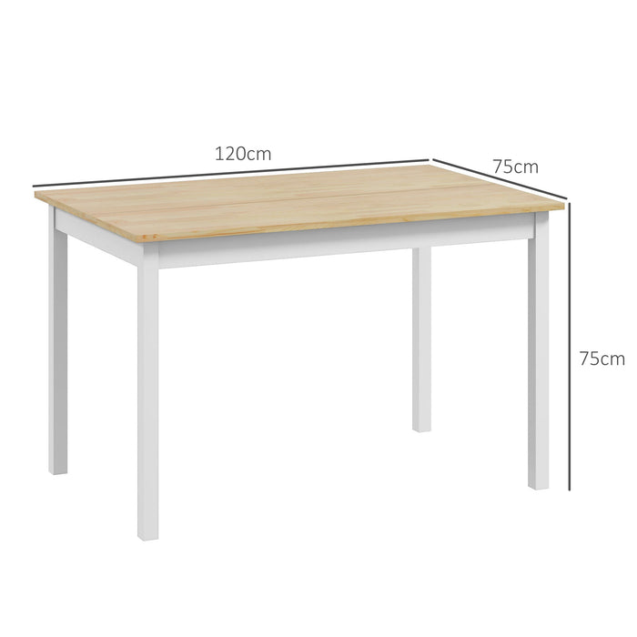 Pine Wood Frame Farmhouse Dining Table - 120x75 cm Space-Saving Kitchen Table in Natural Finish - Ideal for Dining Rooms and Cozy Spaces