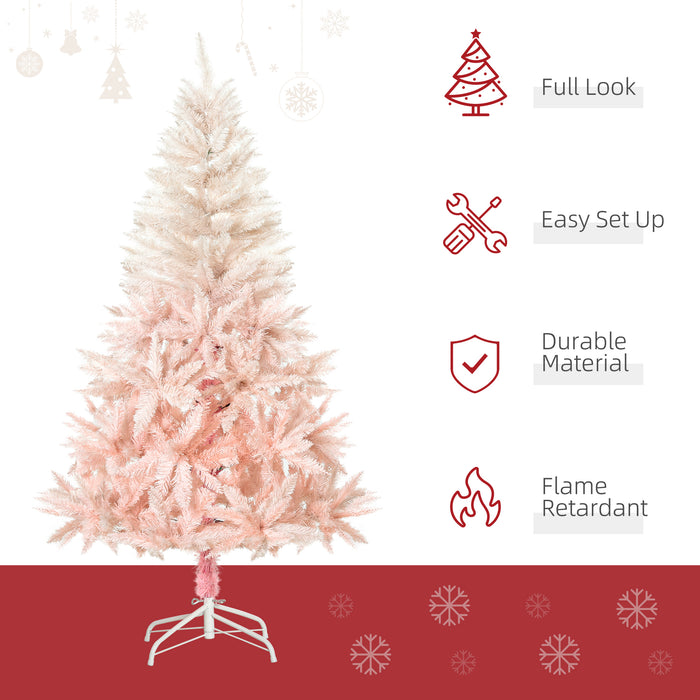 5ft White and Pink Artificial Christmas Tree with Metal Stand - Easy Automatic Open for Festive Decor - Ideal Holiday Centerpiece for Home Decoration