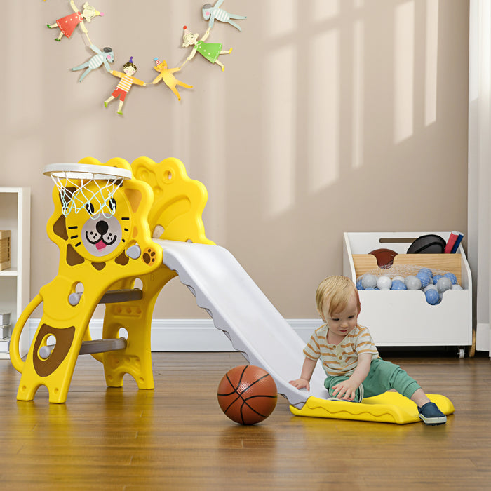 Kids' Indoor Slide and Basketball Hoop Combo - Easy Assembly Playset for Toddlers - Fun and Safe Entertainment for 18-36 Month Olds
