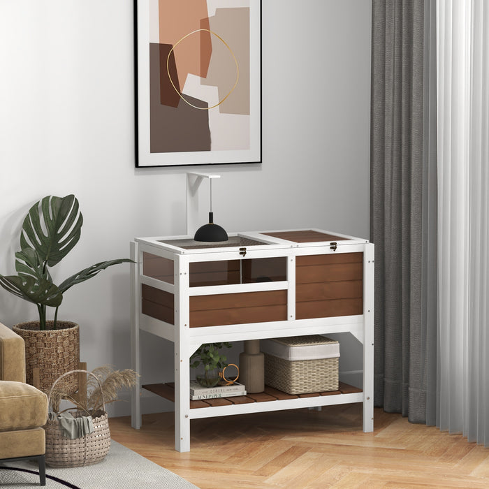 Tortoise Safe Haven - Wooden Enclosure with Shelter, Running Space, Basking Shelf, and Lamp Attachment - Ideal Habitat for Pet Tortoises