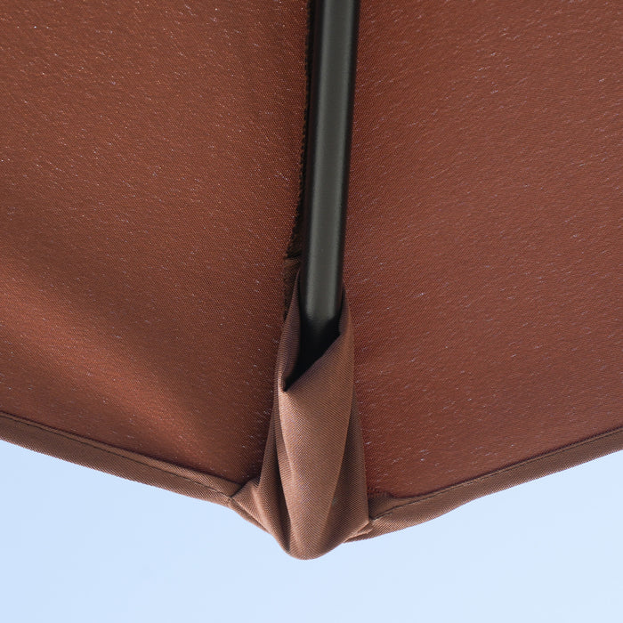 Half Parasol Market Umbrella - 2m Double-Sided Canopy with Crank Handle and Base for Garden and Balcony - Sun-shielding Coffee-Colored Shade for Outdoor Spaces