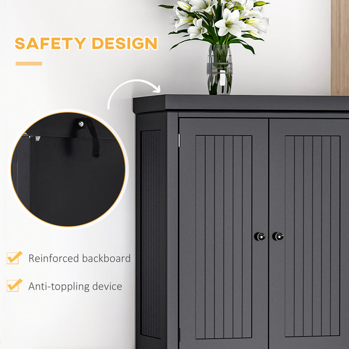 Freestanding Traditional Kitchen Cupboard - Black Storage Cabinet with Drawer, Doors & Adjustable Shelves - Ideal for Organized Kitchen Space & Extra Storage Needs