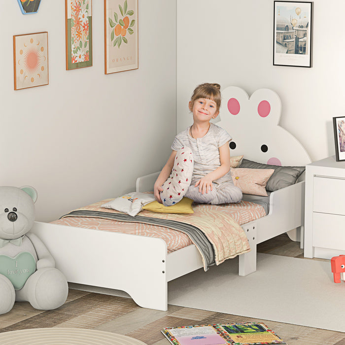 Rabbit-Themed Toddler Bed Frame - Adorable White Bunny Design with Sturdy Construction - Perfect Transitional Sleeping Solution for Young Children