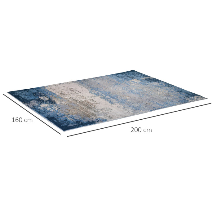 Blue Contemporary Floor Covering - Spacious Area Rug for Home Decor, 160x200 cm - Ideal for Living Room, Bedroom, Dining Setting