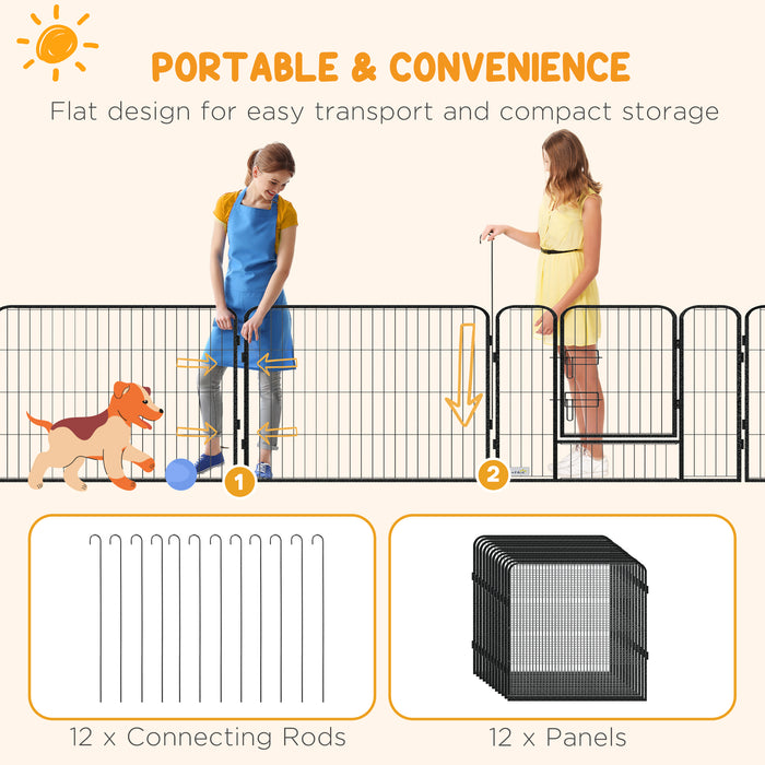 Heavy Duty 12-Panel Puppy Playpen - Exercise Fence and Pet Barrier for Small to Medium Dogs - Safe Enclosure for Play and Training