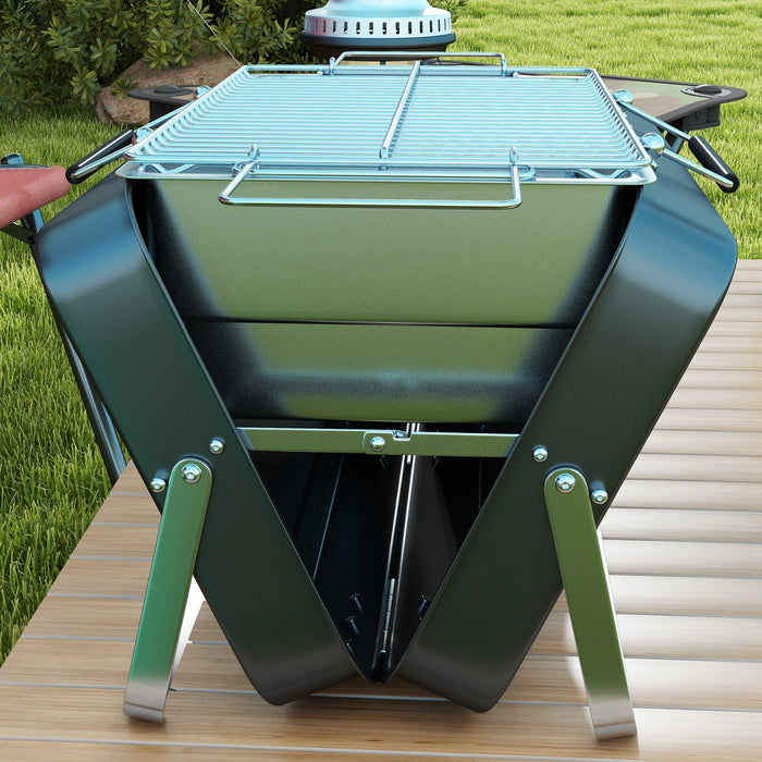 Foldable Mini Charcoal Grill - Portable Suitcase Style BBQ for Outdoor Cooking - Ideal for Picnics, Camping, and Tailgate Parties