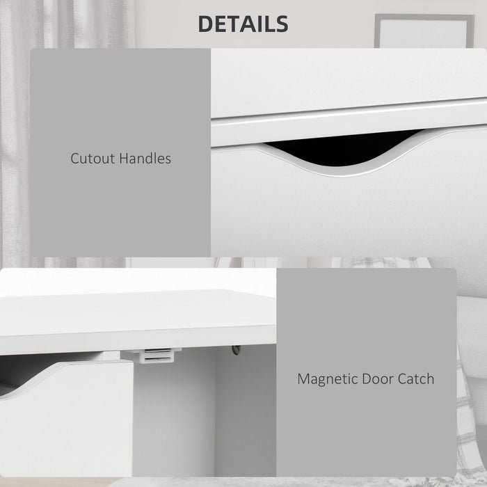 Freestanding 4-Drawer Bathroom Cabinet - White Storage Unit with Door Cupboard - Versatile Organizer for Kitchen, Bedroom, or Living Room