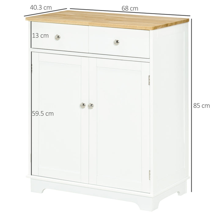 Solid Wood Top Kitchen Cabinet - Versatile Side Storage Cupboard with Adjustable Shelf and Drawer - Ideal for Dining and Living Room Organization