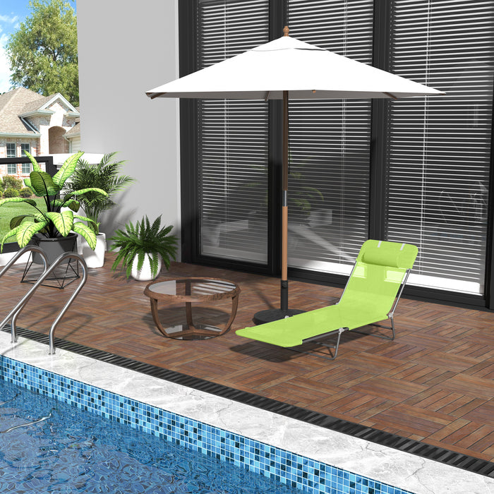 Adjustable Green Sun Bed Chair - Garden Lounger Recliner with Relaxation Features - Ideal for Patio and Outdoor Comfort