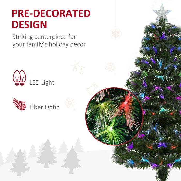 HOMCM 1.2m Fiber Optic Tree - LED Pre-Lit Christmas Decoration with Colorful Lights and Flash Mode - Festive Accent for Holiday Home Ambiance