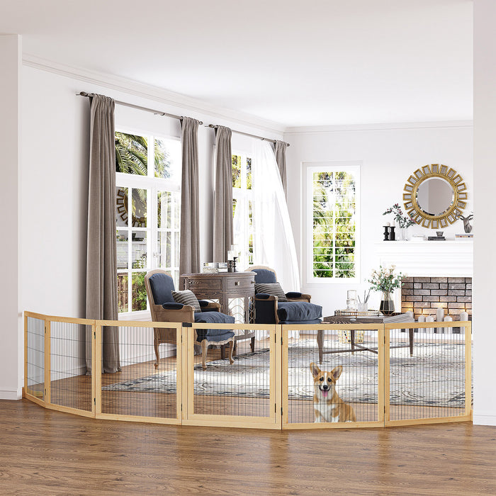Freestanding Wooden Dog Gate - Adjustable Pet Safety Barrier with Sturdy Support Feet - Ideal for Indoor Use to Keep Pets Safe and Contained