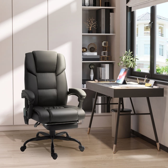 PU Leather 6-Point Massage Racing Chair - Electric Recliner with Adjustable Height and Angle, 5 Wheels, Footrest - Comfortable Home Office Seating Solution