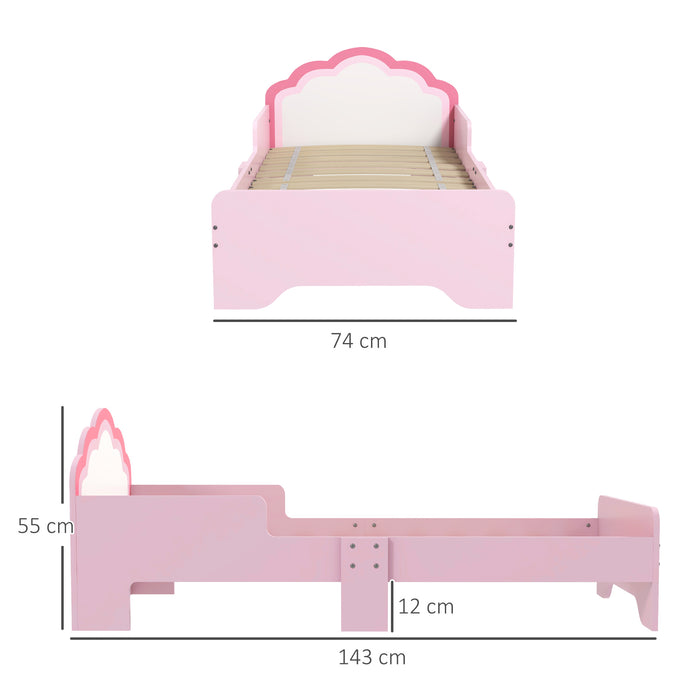 Toddler Princess Cloud Bed - Kids' Pink Bed Frame with Whimsical Design, 143x74x55 cm - Perfect for Transitioning to Big Kid Bed
