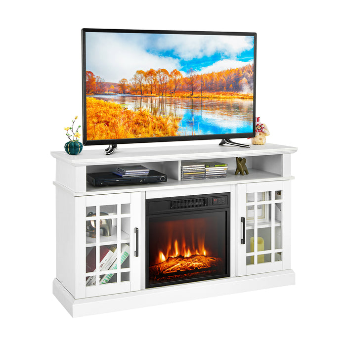 Black Fireplace TV Stand with 2000w Electric Insert - Modern Heat Producer and Media Storage - Ideal for Cozy Homes and Remote Control Convenience