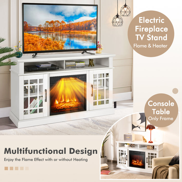 Black Fireplace TV Stand with 2000w Electric Insert - Modern Heat Producer and Media Storage - Ideal for Cozy Homes and Remote Control Convenience