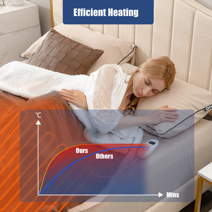Electric Heated Blanket - Adjustable 10 Heat Settings, Comforting Throw in Grey - Ideal for Cold Weather and Cozy Evenings